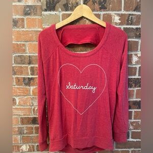 Red Heart Print Women's Top